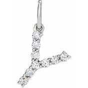 14K White 1/6 CTW Lab-Grown Diamond Initial Y Pendant