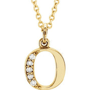 14K Yellow .02 CTW Natural Diamond Lowercase Initial O 16" Necklace