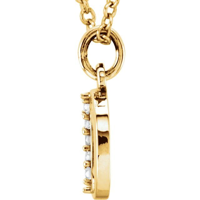 14K Yellow .02 CTW Natural Diamond Lowercase Initial O 16" Necklace