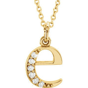 14K Yellow .03 CTW Natural Diamond Lowercase Initial E 16" Necklace