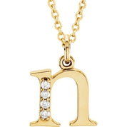 14K Yellow .02 CTW Natural Diamond Lowercase Initial N 16" Necklace