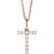 14K Rose 1/6 CTW Lab-Grown Diamond Initial T 16-18" Necklace