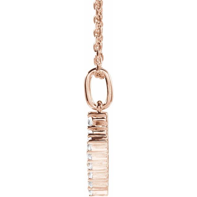 14K Rose 1/5 CTW Lab-Grown Diamond Initial V 16-18" Necklace