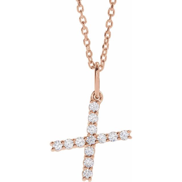 14K Rose 1/5 CTW Lab-Grown Diamond Initial X 16-18" Necklace
