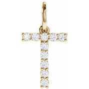 14K Yellow 1/6 CTW Lab-Grown Diamond Initial T Pendant