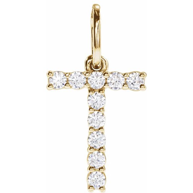 14K Yellow 1/6 CTW Lab-Grown Diamond Initial T Pendant