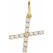 14K Yellow 1/5 CTW Lab-Grown Diamond Initial X Pendant