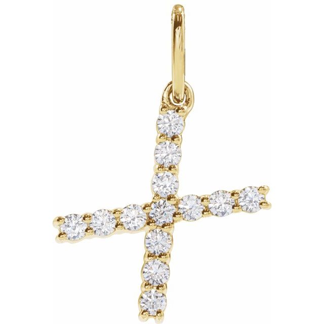 14K Yellow 1/5 CTW Lab-Grown Diamond Initial X Pendant