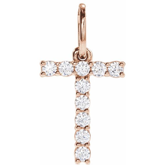 14K Rose 1/6 CTW Lab-Grown Diamond Initial T Pendant