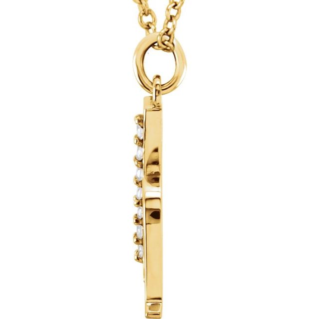 14K Yellow .03 CTW Natural Diamond Lowercase Initial H 16" Necklace