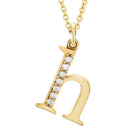 14K Yellow .03 CTW Natural Diamond Lowercase Initial H 16" Necklace