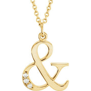 14K Yellow .02 CTW Natural Diamond Lowercase Ampersand 16" Necklace
