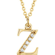 14K Yellow .025 CTW Natural Diamond Lowercase Initial Z 16" Necklace