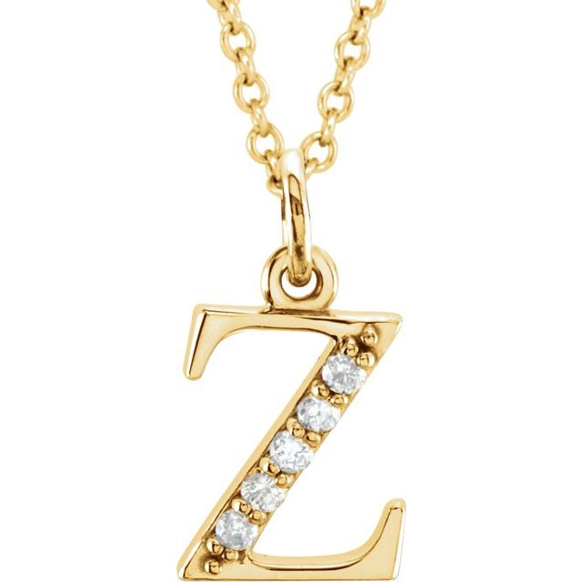 14K Yellow .025 CTW Natural Diamond Lowercase Initial Z 16" Necklace