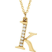 14K Yellow .03 CTW Natural Diamond Lowercase Initial K 16" Necklace