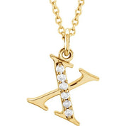 14K Yellow .03 CTW Natural Diamond Lowercase Initial X 16" Necklace