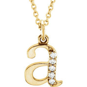 14K Yellow .025 CTW Natural Diamond Lowercase Initial A 16" Necklace