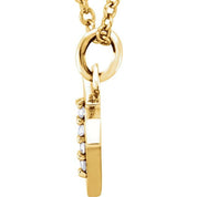 14K Yellow .02 CTW Natural Diamond Lowercase Initial V 16" Necklace