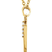 14K Yellow .02 CTW Natural Diamond Lowercase Initial Y 16" Necklace