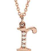 14K Rose .02 CTW Natural Diamond Lowercase Initial R 16" Necklace