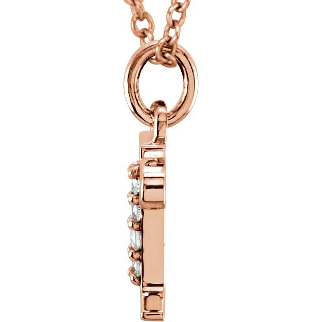 14K Rose .02 CTW Natural Diamond Lowercase Initial R 16" Necklace