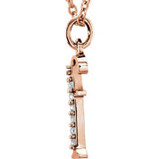 14K Rose .03 CTW Natural Diamond Lowercase Initial F 16" Necklace