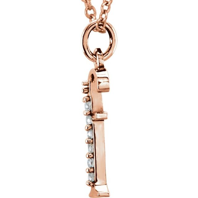 14K Rose .03 CTW Natural Diamond Lowercase Initial F 16" Necklace