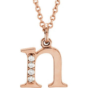 14K Rose .02 CTW Natural Diamond Lowercase Initial N 16" Necklace