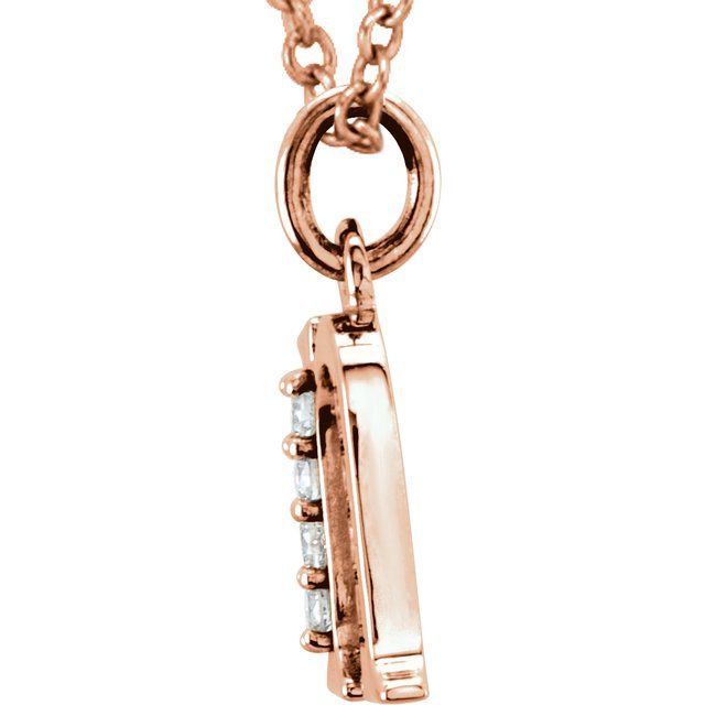 14K Rose .02 CTW Natural Diamond Lowercase Initial N 16" Necklace