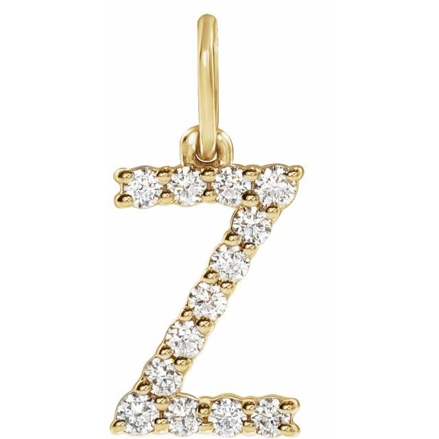 14K Yellow 1/5 CTW Lab-Grown Diamond Initial Z Pendant