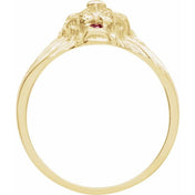 14K Yellow .06 CTW Natural Diamond & Natural Ruby Lion Head Ring