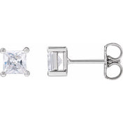 14K White 3.9 mm Square 3/4 CTW Lab-Grown Diamond Earrings