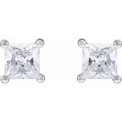 14K White 3.9 mm Square 3/4 CTW Lab-Grown Diamond Earrings