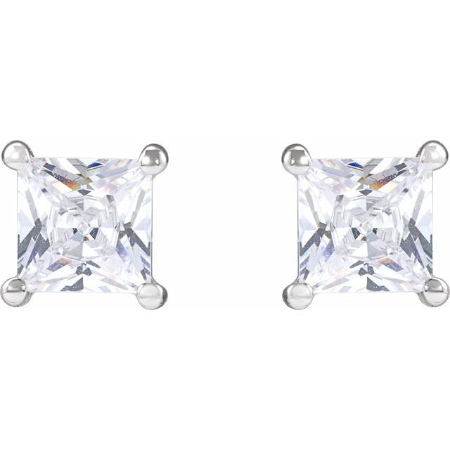 14K White 4.5 mm Square 1 CTW Lab-Grown Diamond Earrings