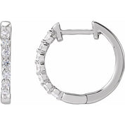 14K White 1/5 CTW Lab-Grown Diamond Hoop Earrings