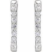 14K White 1/5 CTW Lab-Grown Diamond Hoop Earrings