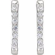 14K White 1/5 CTW Lab-Grown Diamond Hoop Earrings
