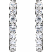 14K White 1/2 CTW Lab-Grown Diamond Hoop Earrings