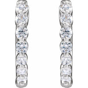 14K White 1/2 CTW Lab-Grown Diamond Hoop Earrings