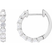 14K White 1 CTW Lab-Grown Diamond Hoop Earrings