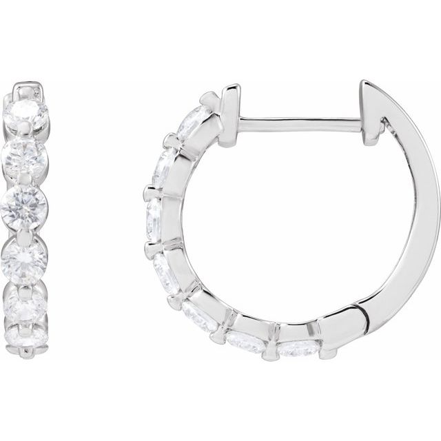 14K White 1 CTW Lab-Grown Diamond Hoop Earrings