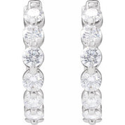14K White 1 CTW Lab-Grown Diamond Hoop Earrings