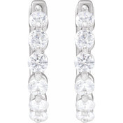 14K White 3/4 CTW Lab-Grown Diamond Hoop Earrings