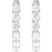 14K White 3/4 CTW Lab-Grown Diamond Hoop Earrings