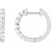 14K White 1/3 CTW Lab-Grown Diamond Hoop Earrings