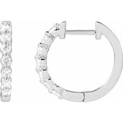 14K White 1/3 CTW Lab-Grown Diamond Hoop Earrings