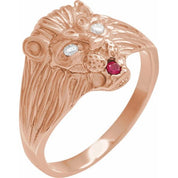 14K Rose .06 CTW Natural Diamond & Natural Ruby Lion Head Ring