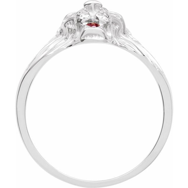 Platinum .06 CTW Natural Diamond & Natural Ruby Lion Head Ring