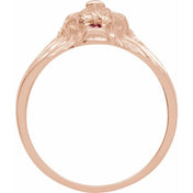 14K Rose .06 CTW Natural Diamond & Natural Ruby Lion Head Ring
