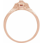 14K Rose .06 CTW Natural Diamond & Natural Ruby Lion Head Ring